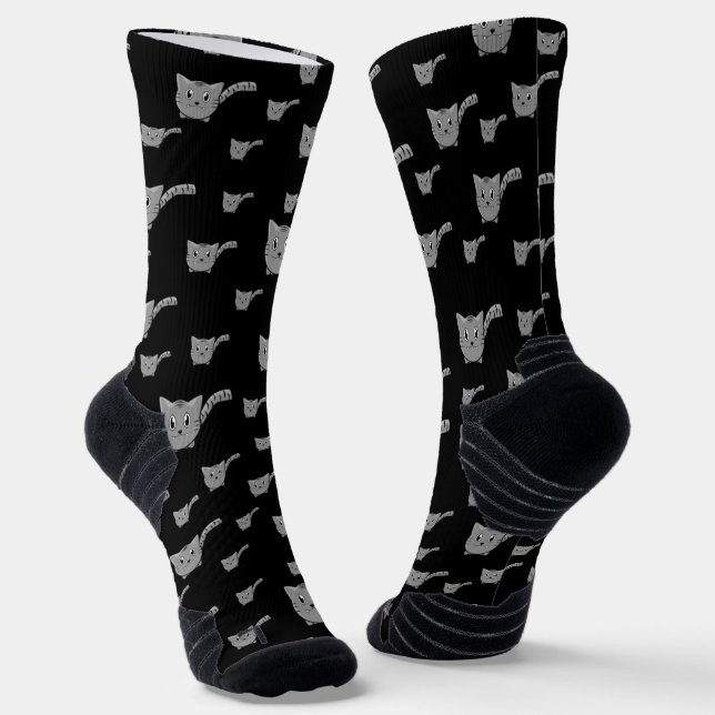 Black And Gray Little Kitties  Socks (Angled)