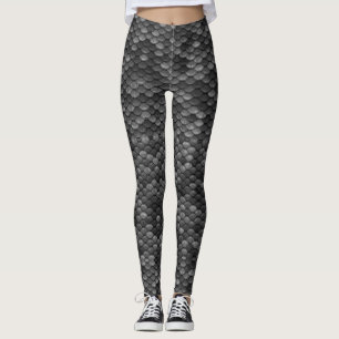 Black and Gray Magic Dragon Scale Fantasy Leggings