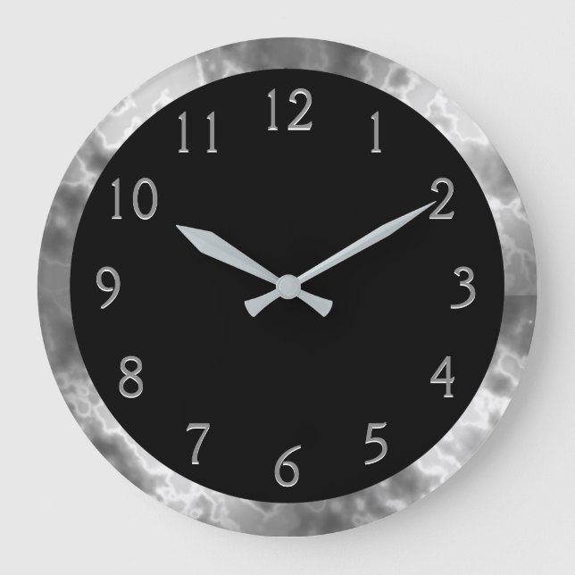 Black and Gray Marble Large Clock (Front)