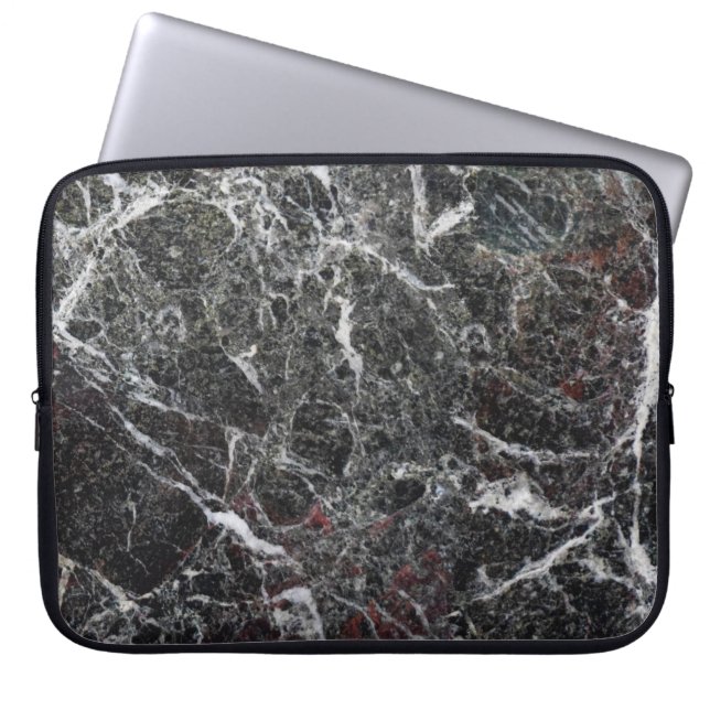 Black And Gray Marble Stone Pattern Laptop Sleeve (Front)