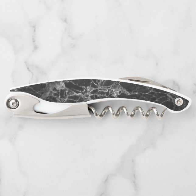 Black And Gray Marbled Waiter's Corkscrew (Front)