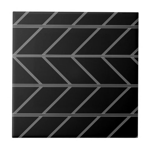 Black and Gray Masculine Tire Tread Pattern Ceramic Tile