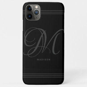 Black and Gray Minimalist Monogram and Name Case-M iPhone 11 Pro Max Case
