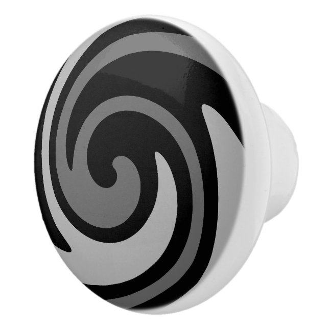 Black and gray modern abstract swirl ceramic knob (Right)