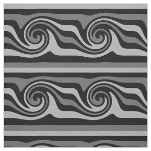 Black and gray modern abstract wave pattern fabric