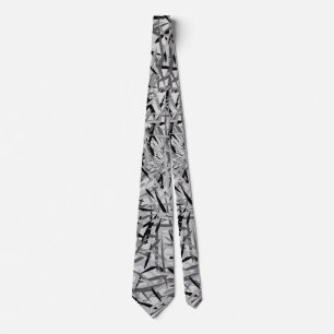 Black and Gray Modern Floral Print Tie