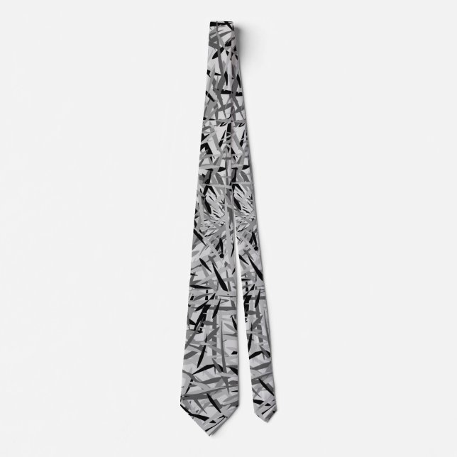 Black and Gray Modern Floral Print Tie (Front)