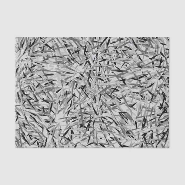 Black and Gray Modern Floral Print Tissue Paper (Front)