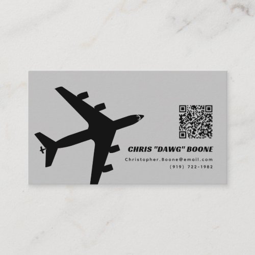 Black and Gray Modern KC_135 Aircraft Business Card