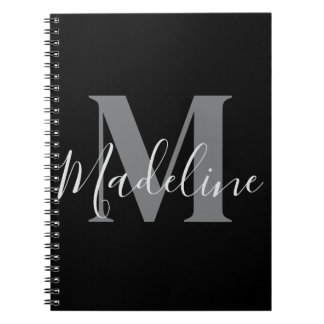 Black And Gray Monogram Elegant Notebook
