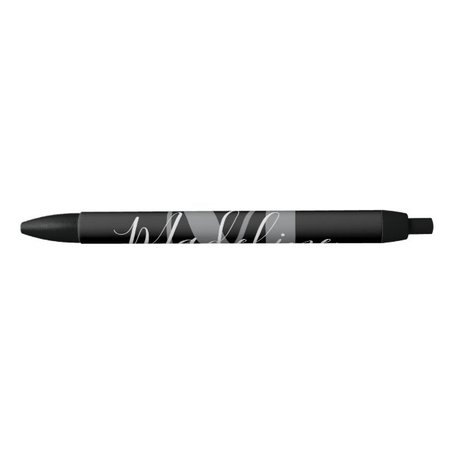 Black And Gray Monogram Elegant Pen (Front)