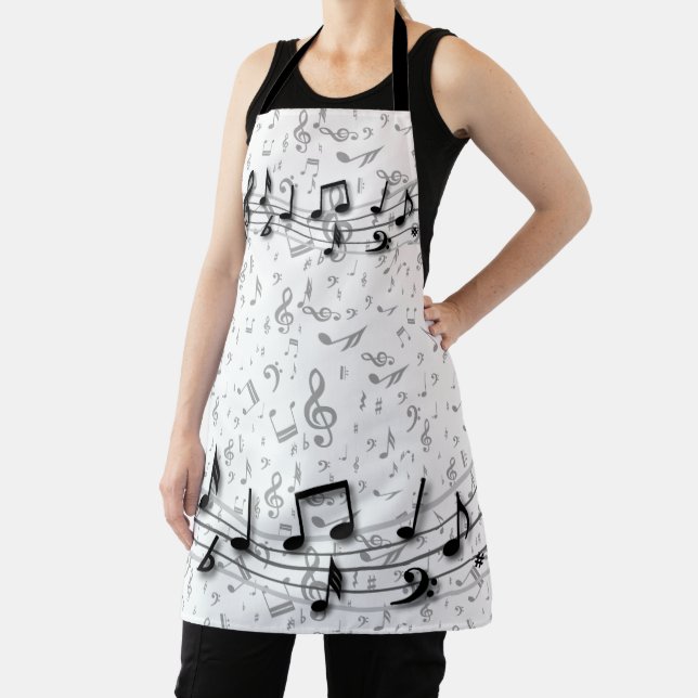Black and gray musical notes apron (Insitu)