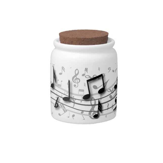 Black and gray musical notes candy jar (Front)