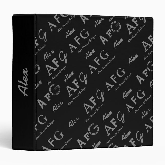 black and gray (my name) seamless pattern binder (Front/Spine)