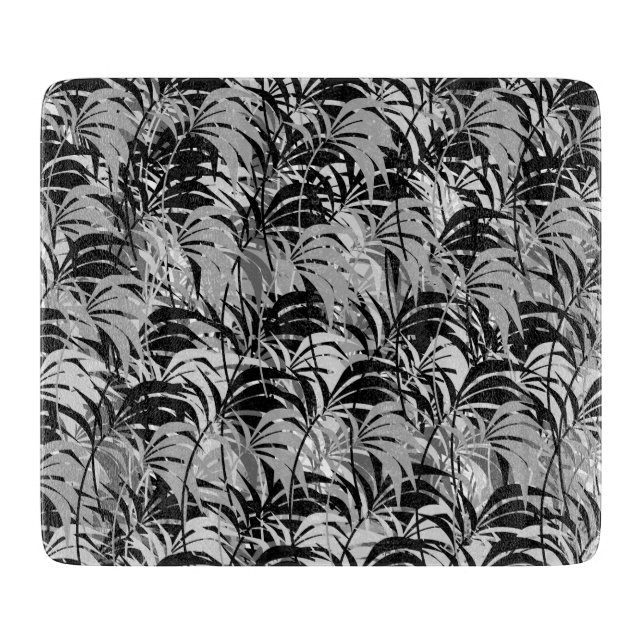 Black and Gray Palms Cutting Board (Front)