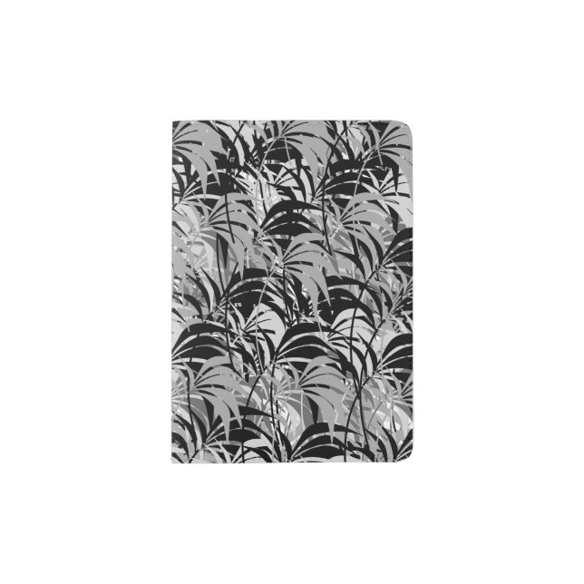 Black and Gray Palms Passport Holder (Front)