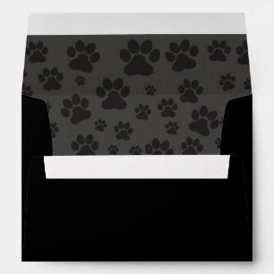 Black and gray paw print invitation envelope