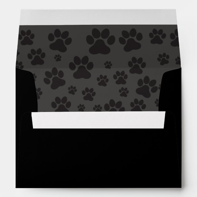 Black and gray paw print invitation  envelope (Back (Bottom))