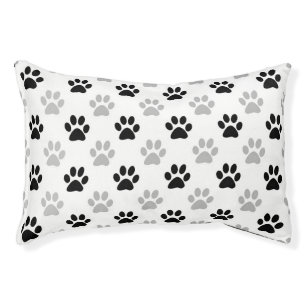 Black and gray paw prints pet bed