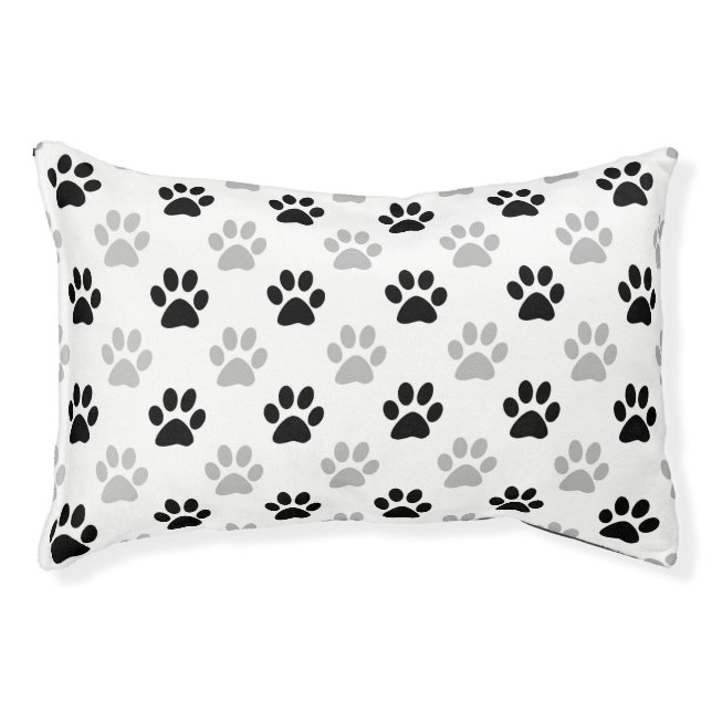 Black and gray paw prints pet bed (Front)