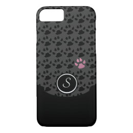 Black and gray/pink Paw Print iPhone 8/7 Case