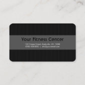 Black and Gray Pinstripe Dumbbell Personal Trainer Business Card (Back)