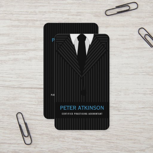 Customizable Pinstripe Suit Accountant Business Card Template