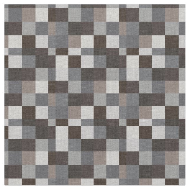 Black and Gray Pixelated Pattern | Gamer Fabric (Close Up)