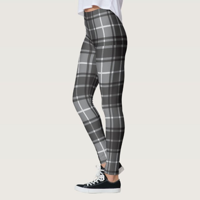 Black and Gray Plaid Leggings (Left)