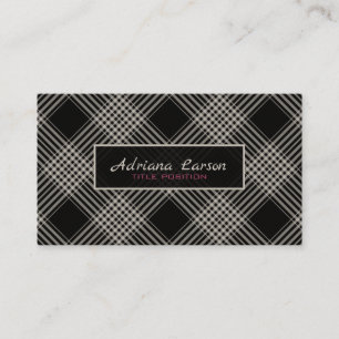 Black And Gray Plaid Pattern Business Card