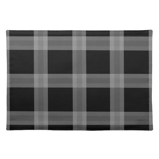 Black And Gray Plaid Pattern Place Mat (Front)