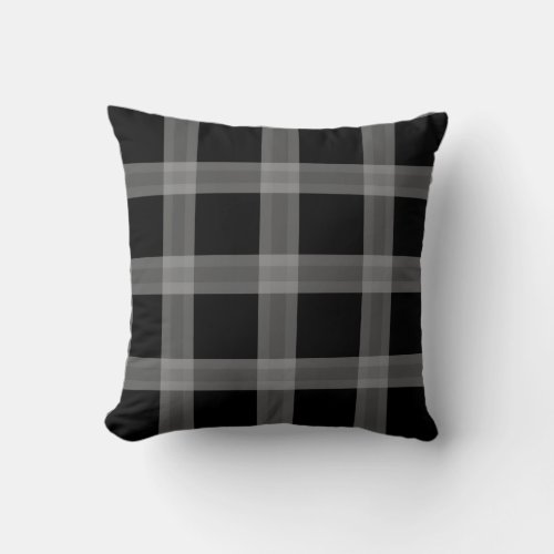 Black And Gray Plaid Pattern Sofa Throw Pillow