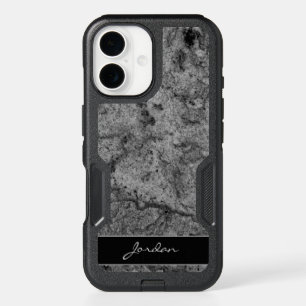Black and Gray Polished Granite Name iPhone 16 Case