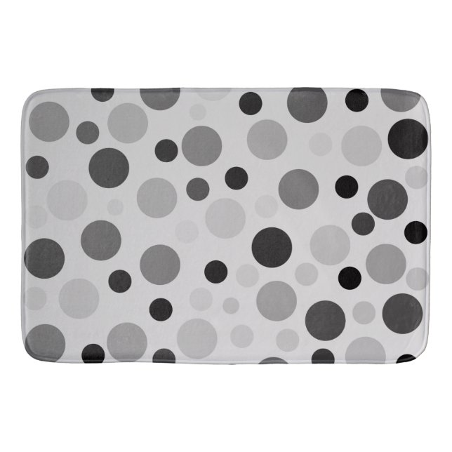 Black And Gray Polka Dots,  Bath Mat (Front)