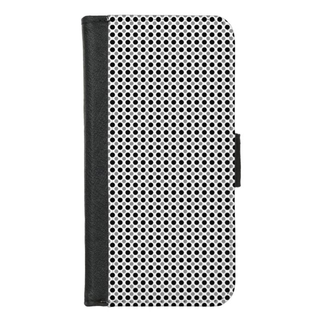 black and gray polka dots iPhone wallet case (Front)