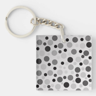 Black And Gray Polka Dots, Keychain