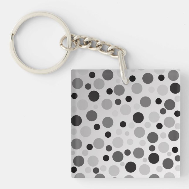 Black And Gray Polka Dots,  Keychain (Front)