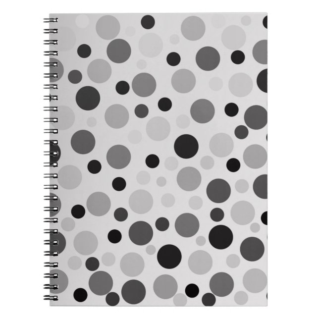 Black And Gray Polka Dots,  Notebook (Front)