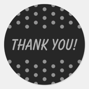 Black and Gray Polka Dots Thank You Classic Round Sticker