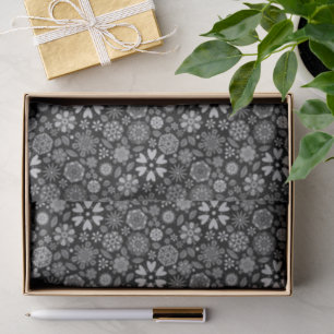 Black And Gray Retro Floral Art Seamless Pattern Tissue Paper