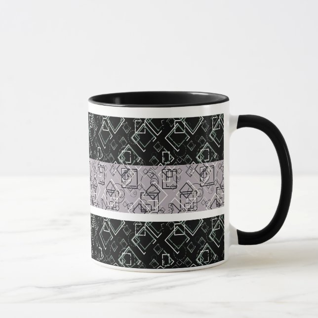 Black and gray retro  pattern mug (Right)