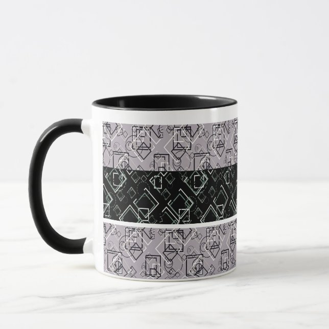 Black and gray retro  pattern mug (Left)