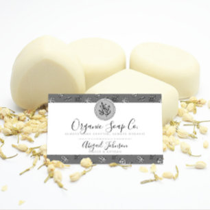 Black and Gray Roses and Leaves Line Art Artisan Business Card