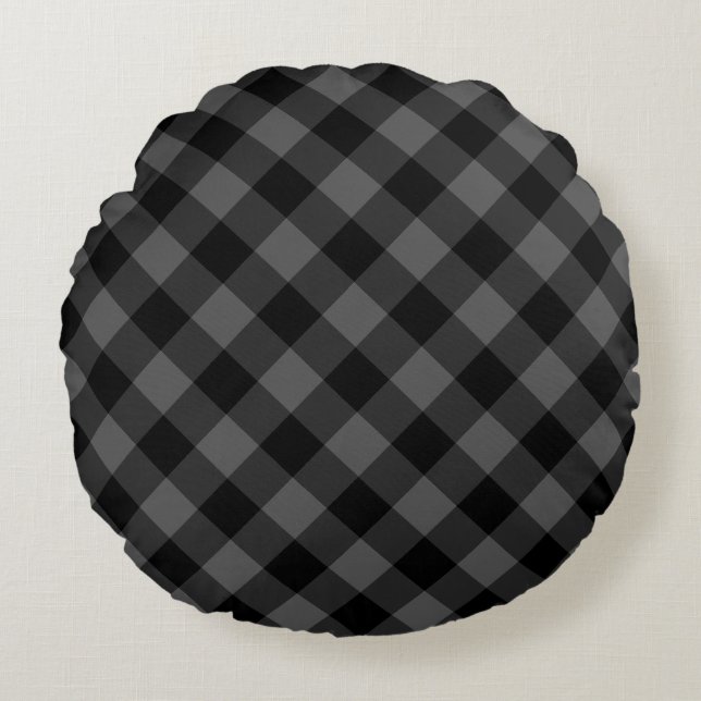 Black and Gray Round Pillow (Front)