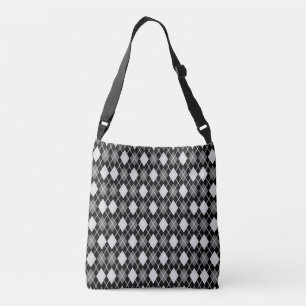 Black and Gray Seamless Argyle Pattern Crossbody Bag
