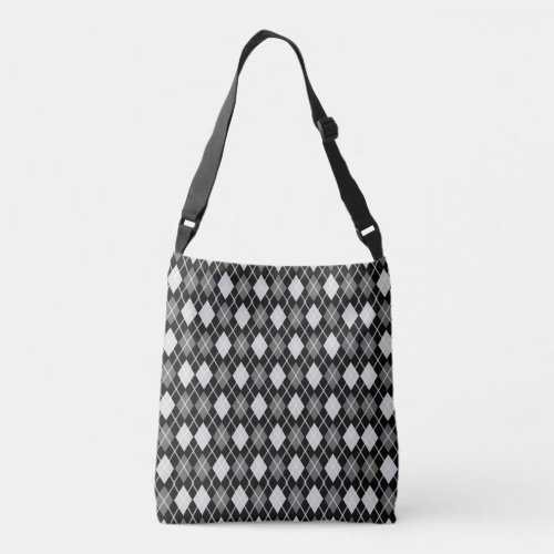 Black and Gray Seamless Argyle Pattern  Crossbody Bag