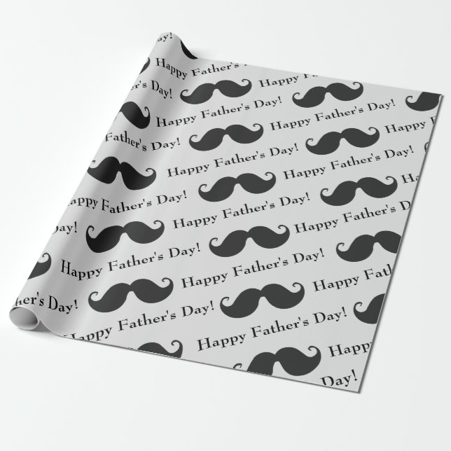Black and gray simple Happy Father's day Wrapping Paper (Unrolled)