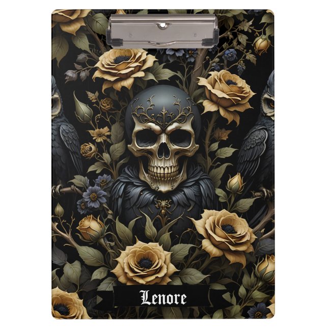 Black and Gray Skull Clipboard (Front)