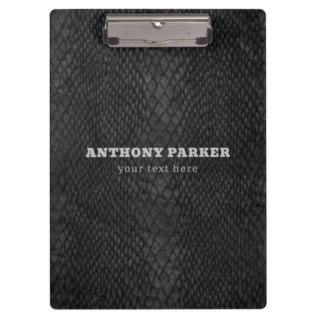 Black and Gray  Snakeskin Pattern  Clipboard (Front)
