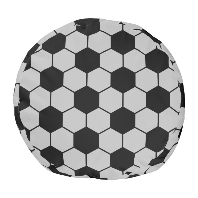 Black and gray soccer print pouf (Bottom)